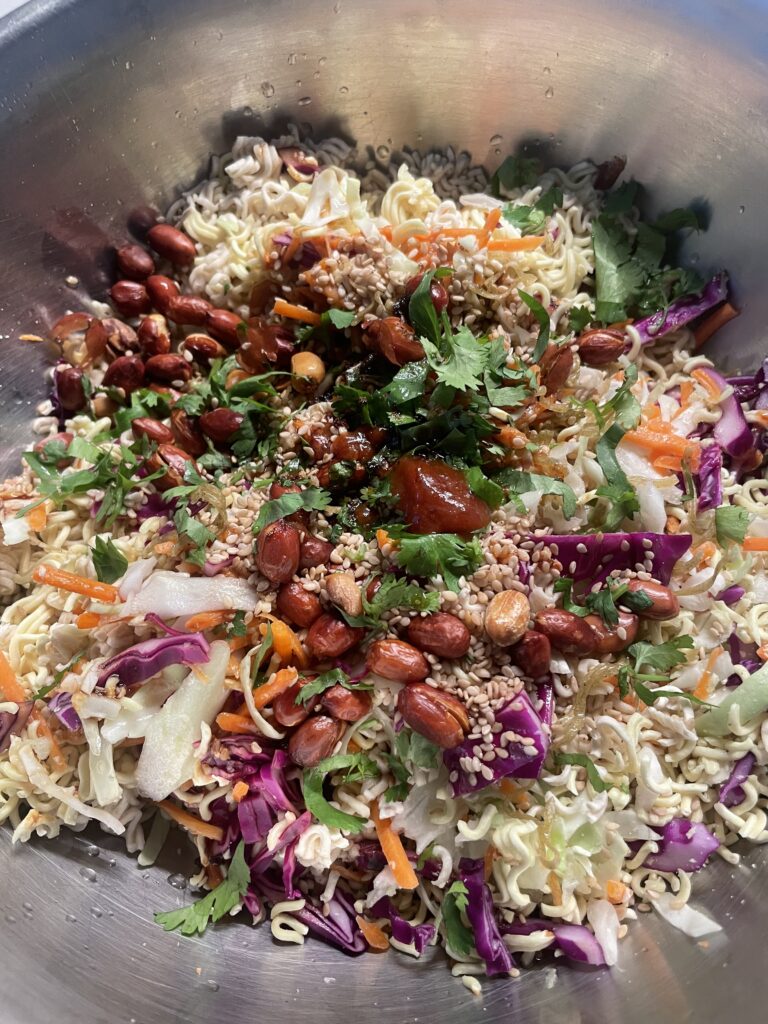 Ramen noodle salad with peanuts and cilantro